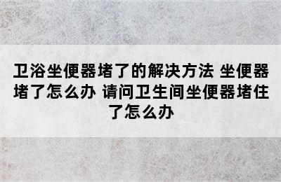 卫浴坐便器堵了的解决方法 坐便器堵了怎么办 请问卫生间坐便器堵住了怎么办